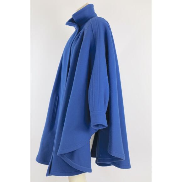 Vintage Cuddle Coat Blue Mock Neck Pleated Cape Coat One Size - Picture 4 of 16